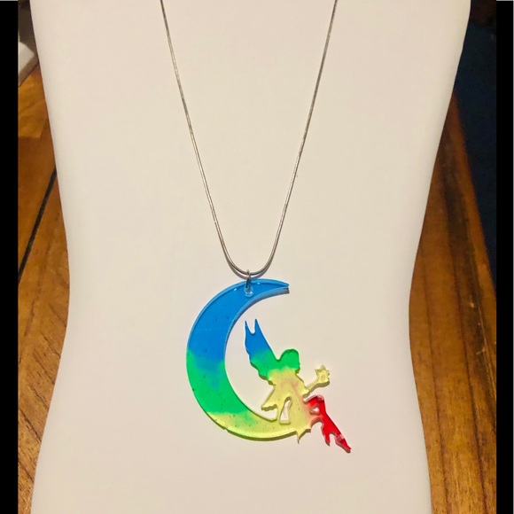 Handmade Autism Awareness colored Fairy necklace - Picture 2 of 7